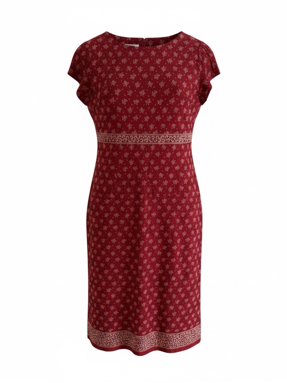 Talbots Red Floral-Print Dress with White Motif SZ 16 NEW